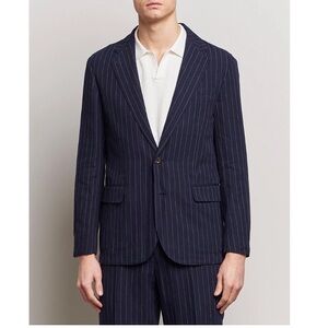 Ralph Lauren Navy Linen Pinstripe Suit Jacket